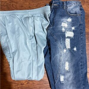 Pants bundle: adidas track pants + jeans